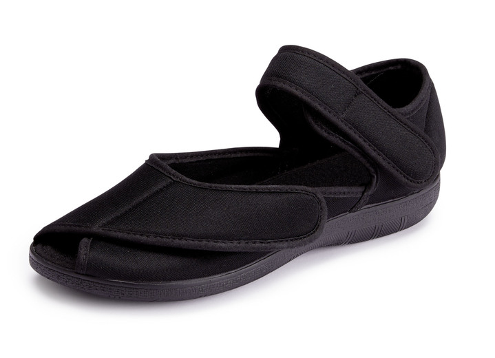 Sandalen & slippers - Klittenbandsandaal van elastisch textielmateriaal, in Größe 035 bis 042, in Farbe ZWART Ansicht 1