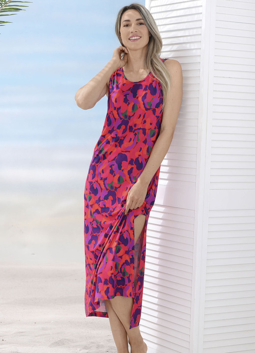 Strandjurken - Laurina jurk met inkjetprint, mouwloos, in Größe 036 bis 054, in Farbe ROOD-MEERKLEURIG
