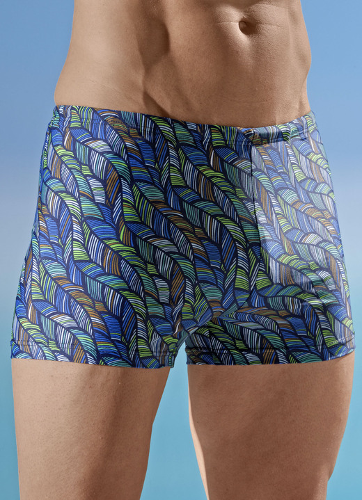 - Schwab zwembroek in een langere boxy vorm, all-over design, in Größe 005 bis 013, in Farbe MARINE-MEERKLEURIG