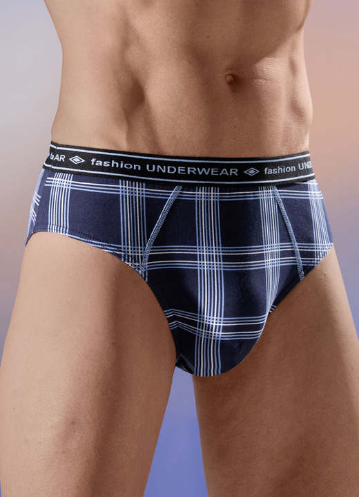 - Set van vier slips met elastische tailleband, geruit, in Größe 004 bis 010, in Farbe 2 X MARINEBLAUW WIT, 2 X BLAUW, MARINEWIT Ansicht 1