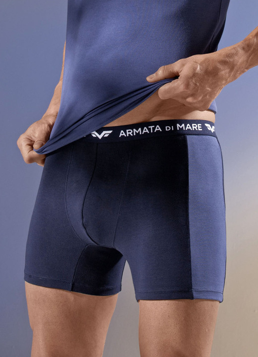 Pants & boxershorts - Set van drie broeken met elastische tailleband, in Größe 005 bis 011, in Farbe 2 X MARINEBLAUW, 1 X UNI MARINE Ansicht 1