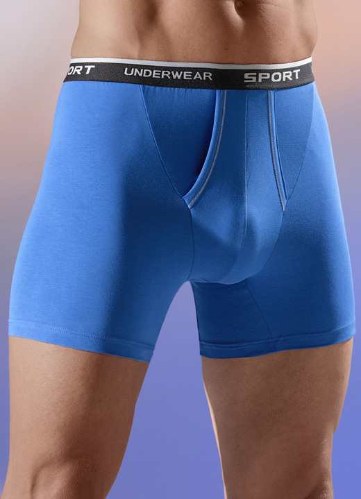 Pants & boxershorts - Set van drie broeken met elastische tailleband, in Größe 005 bis 011, in Farbe 2X KONINGSBLAUW, 1X ZWART