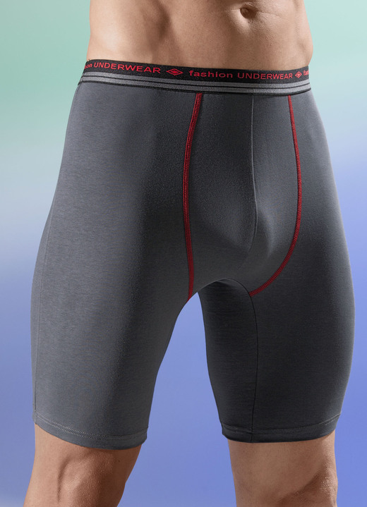 Pants & boxershorts - Set van twee longpants met elastische band, effen, in Größe 005 bis 011, in Farbe 1X GRAFIET, 1X ZWART