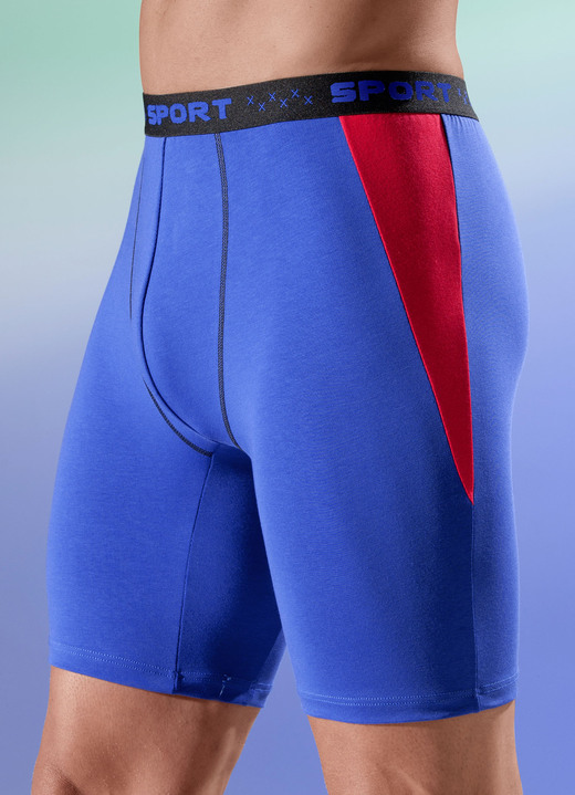 Pants & boxershorts - Set van twee lange broeken met elastische tailleband en inzetstuk, in Größe 004 bis 010, in Farbe 1X KONINGSBLAUW/ROOD, 1X ZWART/KONINGSBLAUW