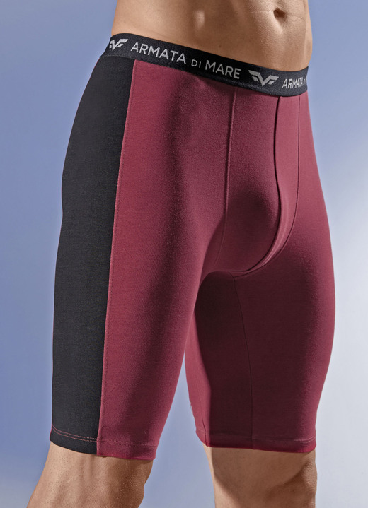 Pants & boxershorts - Set van drie lange broeken met elastische tailleband, in Größe 004 bis 010, in Farbe 1X BORDEAUX-ZWART, 2X UNI ZWART