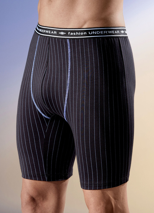 Pants & boxershorts - Set van drie lange broeken met een gestreept dessin, in Größe 004 bis 011, in Farbe ZWART-BLAUW