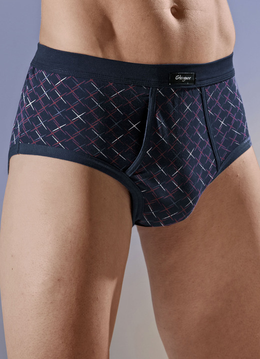 - Set van vier slips, met all-over dessin, in Größe 005 bis 011, in Farbe 2X MARINE-MEERKLEURIG, 2X LICHTBLAUW-MEERKLEURIG Ansicht 1