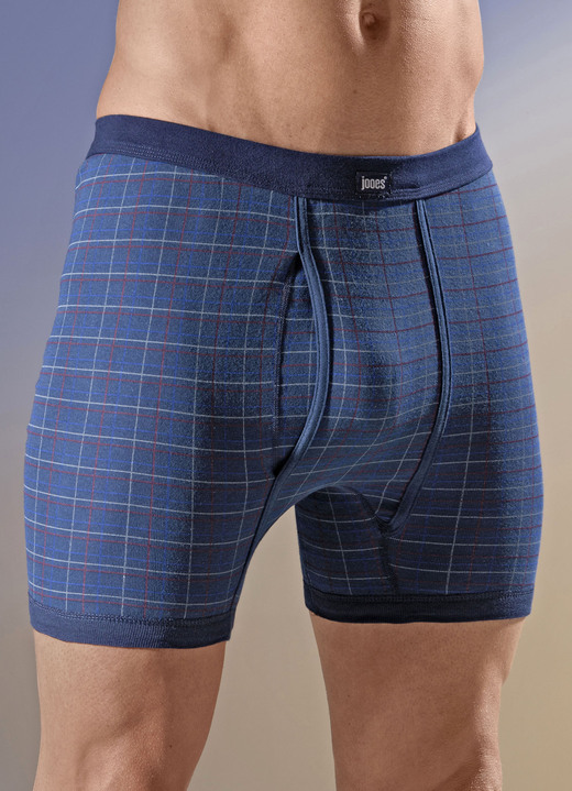 Slips & onderbroeken - Pak van vier onderbroeken met ruitjesmotief, in Größe 005 bis 014, in Farbe MARINE-MEERKLEURIG