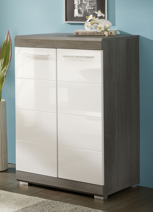 - Ladenkastserie met geprofileerde MDF-fronten in hoogglans wit, in Farbe WIT-ZILVER, in Ausführung 2 deuren