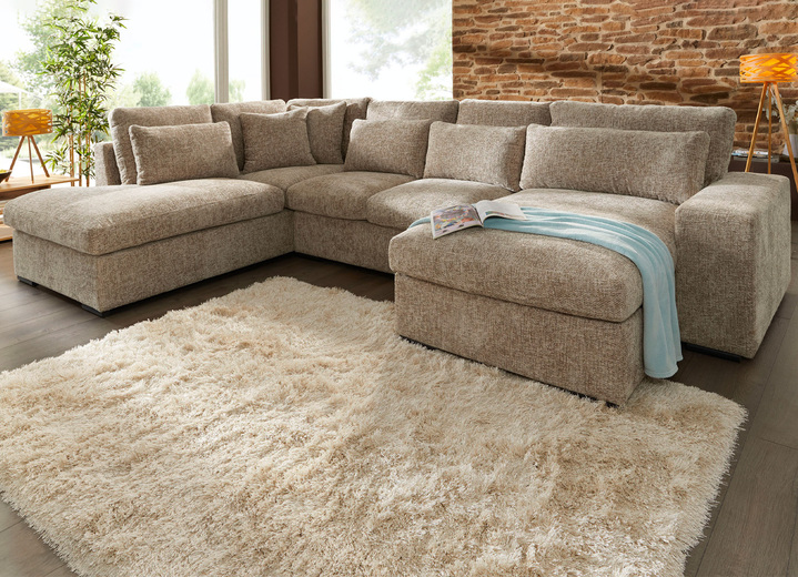 - Polstermöbel mit hochwertigem Stoffbezug, in Farbe GRAU, in Ausführung Ecksofa mit Longchair, 166x289 cm Ansicht 1