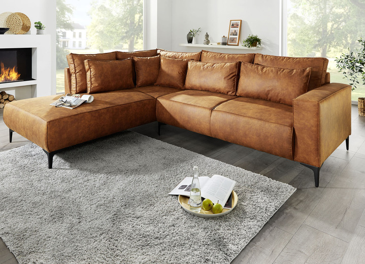 - Gestoffeerde hoek in suède-look, in Farbe COGNAC
