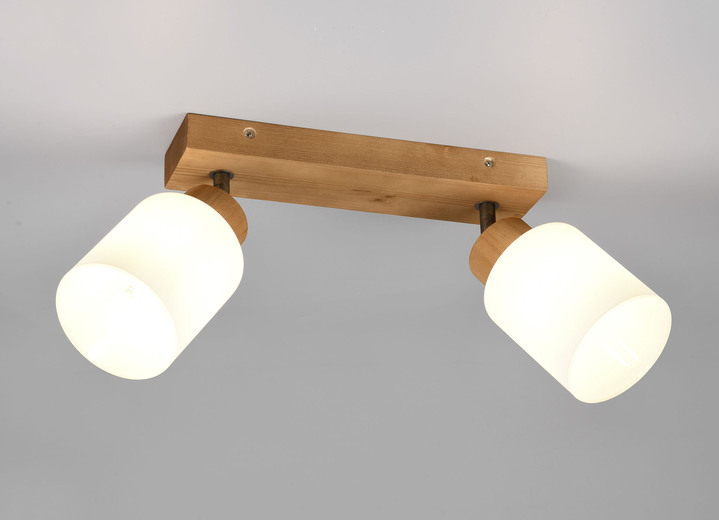 - Plafondlamp met glazen lampenkappen, in Farbe NATUREL, in Ausführung Plafondlamp, 2 lampen