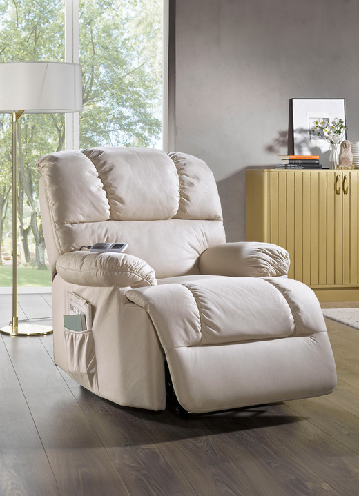 TV-Fauteuil / Relax-fauteuil - Ontspanningsstoel met comfortabele kantelfunctie, in Farbe CRÈME, in Ausführung relaxfauteuil, mechanisch instelbaar Ansicht 1