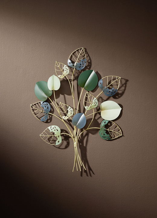 Metalen wanddecoraties - Wanddecoratie IJzeren Bladeren, in Farbe GROEN-GOUD