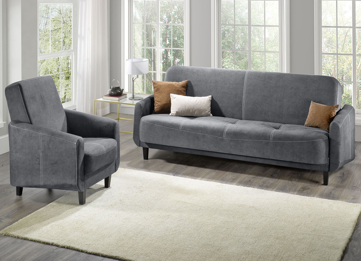 Gestoffeerde meubels - Bijzonder comfortabel, modern gestoffeerd meubilair, in Farbe GRIJS, in Ausführung Gestoffeerde meubelset, 3-delig Ansicht 1