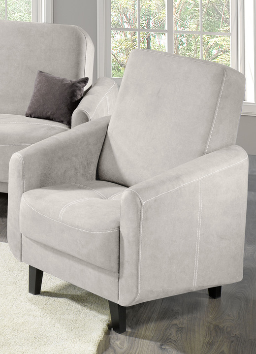 Gestoffeerde meubels - Bijzonder comfortabel, modern gestoffeerd meubilair, in Farbe CRÈME, in Ausführung Fauteuil Ansicht 1