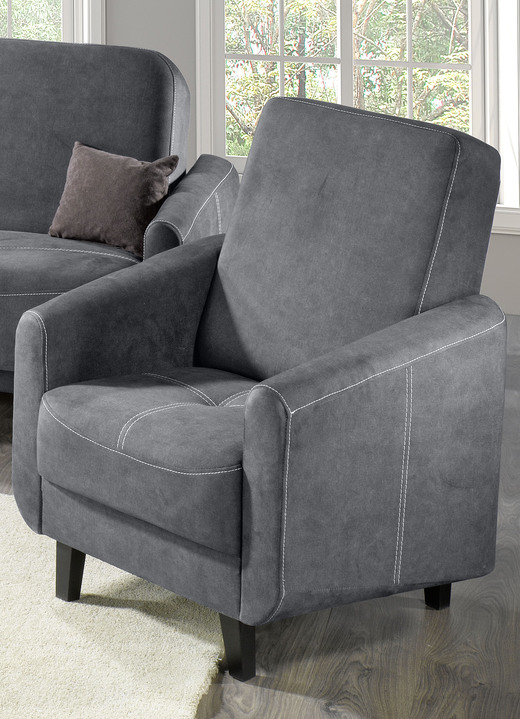 Gestoffeerde meubels - Bijzonder comfortabel, modern gestoffeerd meubilair, in Farbe GRIJS, in Ausführung Fauteuil Ansicht 1