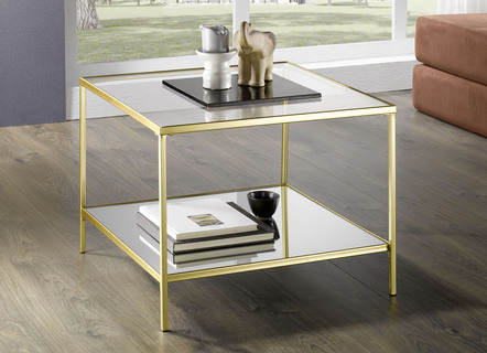 Salontafel van goud gelakte stalen buis