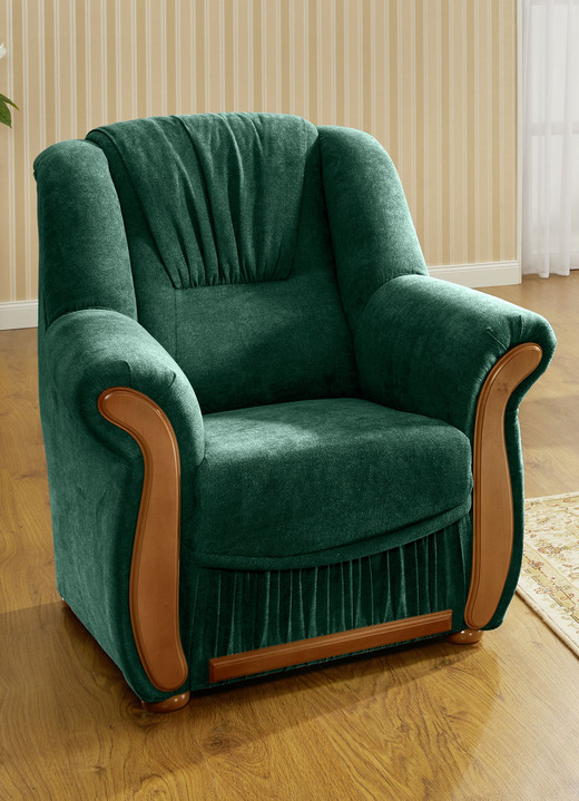 Gestoffeerde meubels - Gestoffeerd meubel met een comfortabele, hoogpolige stoffen bekleding, in Farbe GROEN, in Ausführung Fauteuil Ansicht 1