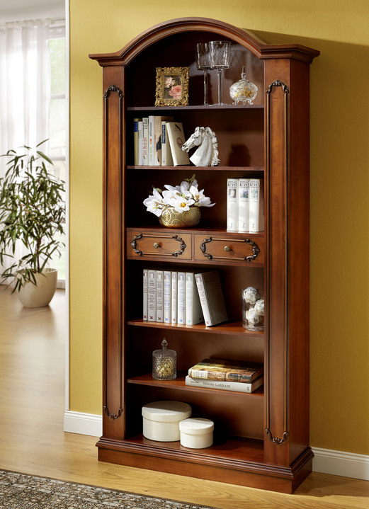- Boekenkast met echt houtfineer en artistieke decoraties, in Farbe NOTENBOOM