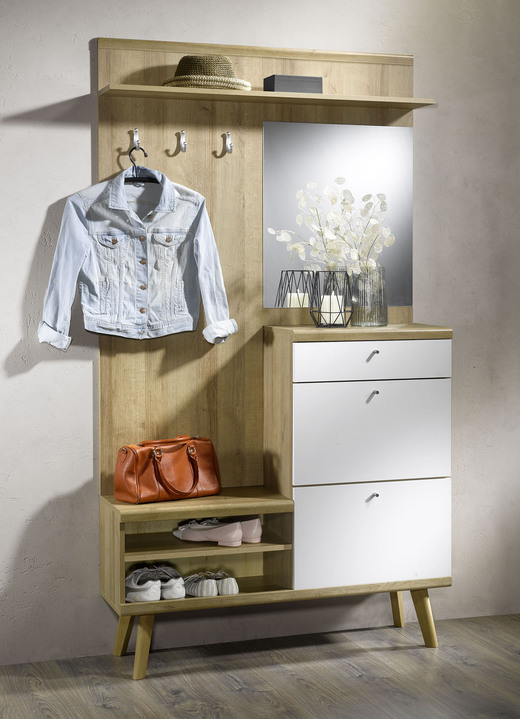 - Compacte kledingkast met onderhoudsvriendelijke melamineharscoating, in Farbe EIKEN SONOMA WIT