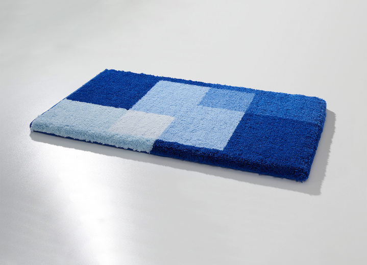 Badmatten - Badkamerset met antislip-onderkant, van Grund, in Größe 100 (Matje, halfrond 50/80 cm) bis 112 (Toiletdekselafdekking 47/50 cm), in Farbe BLAUW Ansicht 1