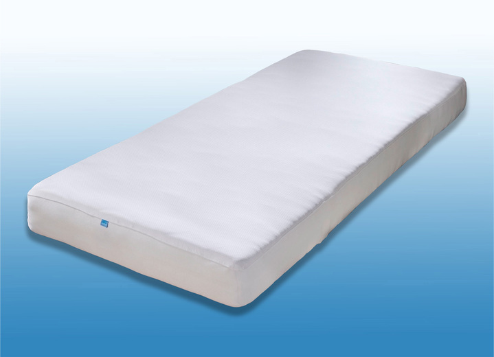 - Klimaatregulerende matrasbeschermer voor een betere slaapkwaliteit, in Größe 130 (80/190 + 200 cm) bis 139 (200/200 cm), in Farbe WIT Ansicht 1