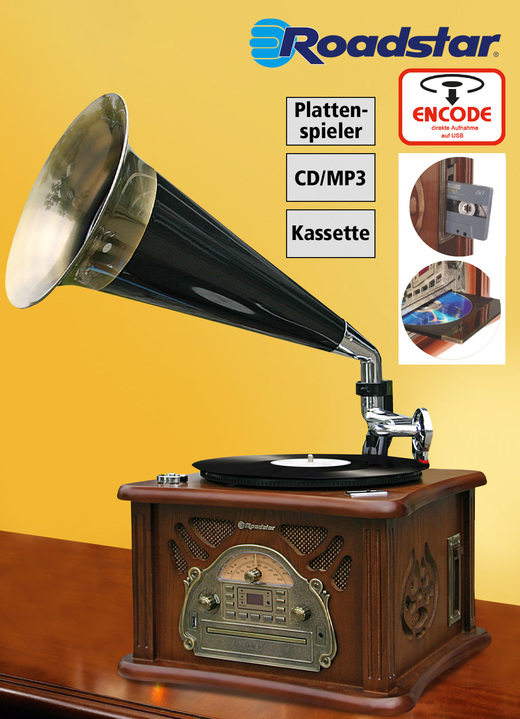 - Roadstar nostalgisch stereosysteem HIF-1850, in Farbe BRUIN Ansicht 1
