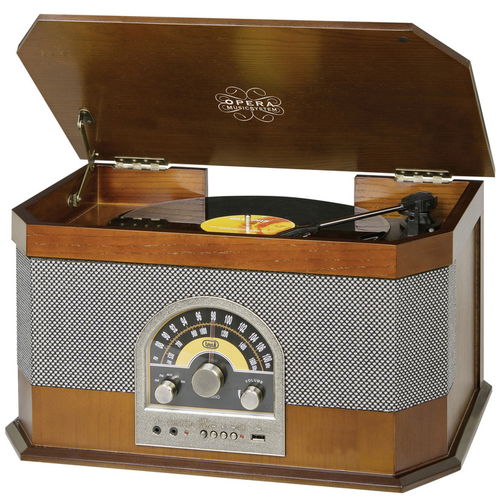 - Trevi TT 1040BT. Platenspeler met FM-radio, in Farbe BRUIN