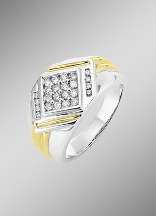 Hoogwaardige bicolor herenring met diamanten