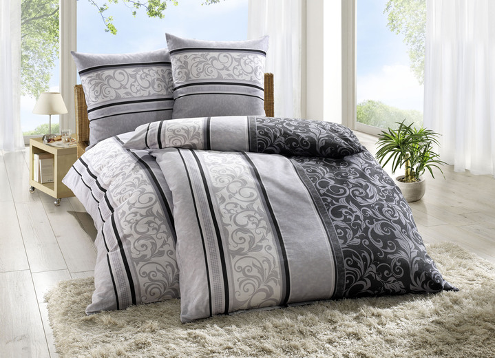 - Renforcé beddengoedset van Dobnig, in Größe 111 (40/80 cm + 135/200 cm) bis 115 (80/80 cm + 155/220 cm), in Farbe GRIJS Ansicht 1