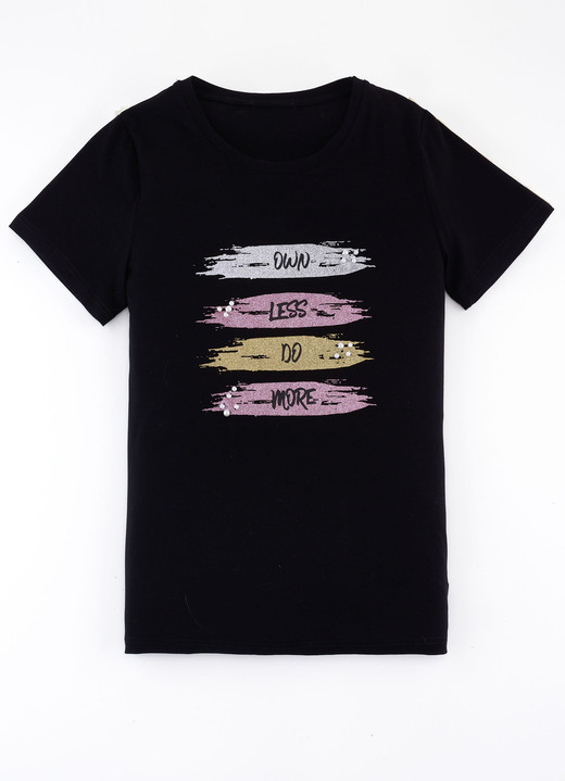 Shirts - Shirt met effectieve mica print in 2 kleuren, in Größe 034 bis 050, in Farbe ZWART Ansicht 1