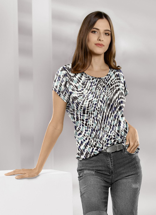 Kurzarm - Shirt in Premium Qualität Kurzarm - Shirt in Premium Qualität, in Größe 036 bis 050, in Farbe ECRU-SCHWARZ-GRÜN