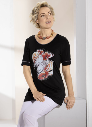 Shirt met contrasterende biezen in 2 kleuren