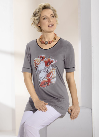 Shirt met contrasterende biezen in 2 kleuren