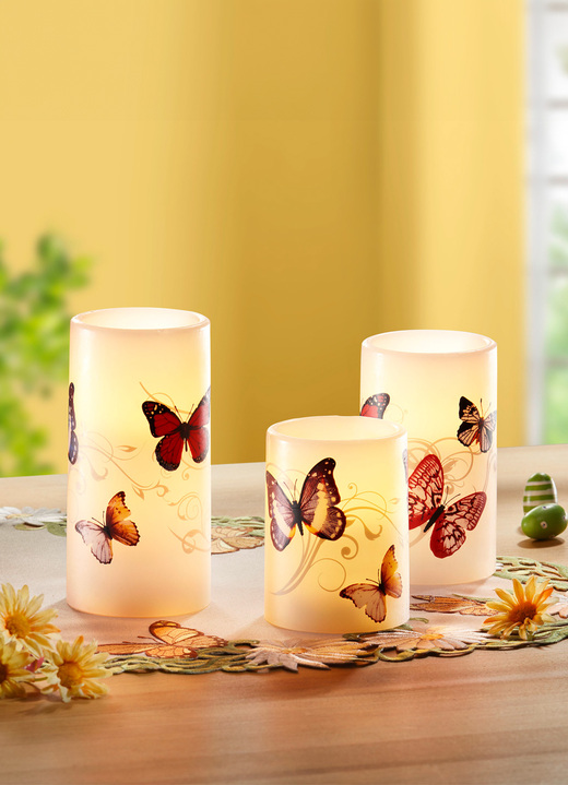Wohnaccessoires - LED-Echtwachskerze, 3er-Set, in Farbe CREME Ansicht 1