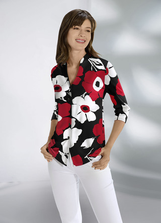 Shirtblouse met glanzende gekleurde inkjetprint