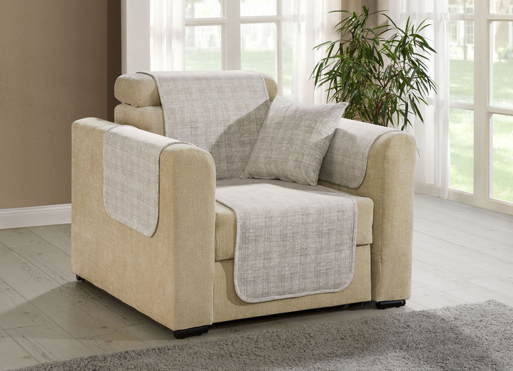 Sessel- & Sofaüberwürfe - Wohnaccessoires mit Anti-Rutsch-Beschichtung, in Größe 101 (Sesselschoner, 50x150 cm) bis 905 (2 Kissenbezüge, 40x 40 cm), in Farbe BEIGE Ansicht 1