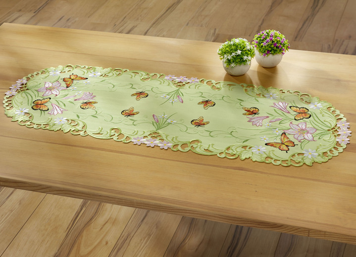 Tafellakens - Tafel- en kamerdecoratie in lentestijl, in Größe 101 (kleedjes ovaal, 35/50 cm) bis 404 (Kussensloop, 40/40 cm), in Farbe GROEN-MULTICOLOR Ansicht 1