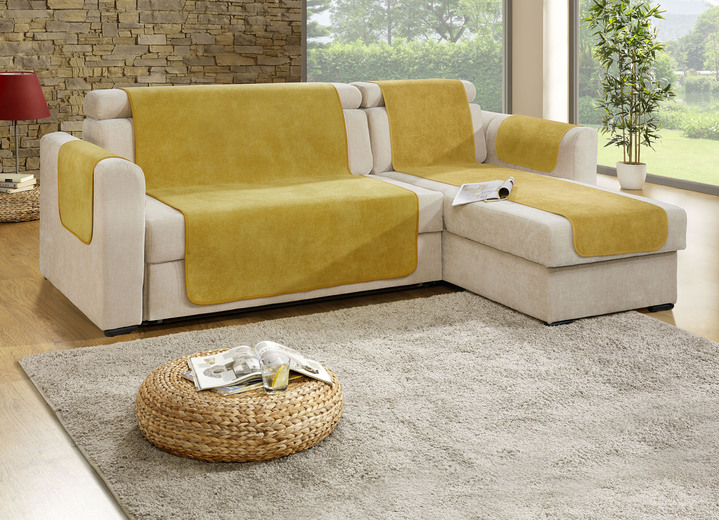 Grand foulards - Fauteuil- en bankbeschermer met vlekbescherming en antislipcoating, in Größe 101 (Fauteuilbeschermer, 50 x 150 cm) bis 865 (2 armleuningbeschermers, 50 x 70 cm), in Farbe GOUD Ansicht 1