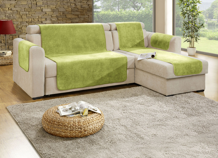 Grand foulards - Fauteuil- en bankbeschermer met vlekbescherming en antislipcoating, in Größe 101 (Fauteuilbeschermer, 50 x 150 cm) bis 865 (2 armleuningbeschermers, 50 x 70 cm), in Farbe GROEN Ansicht 1