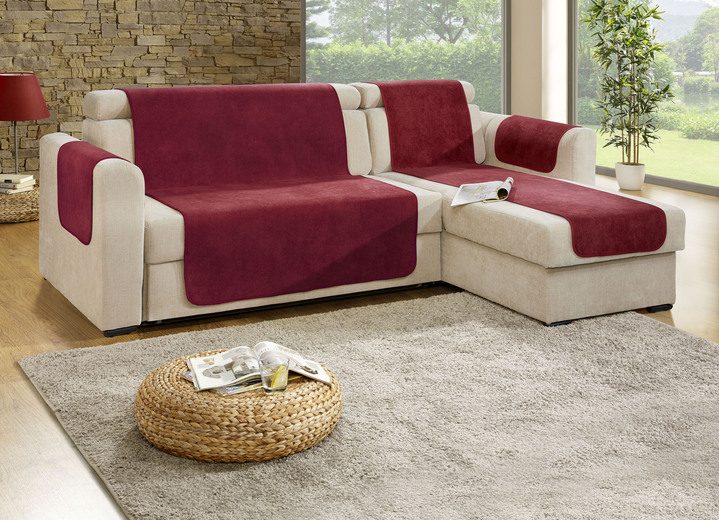 Grand foulards - Fauteuil- en bankbeschermer met vlekbescherming en antislipcoating, in Größe 101 (Fauteuilbeschermer, 50 x 150 cm) bis 865 (2 armleuningbeschermers, 50 x 70 cm), in Farbe ROOD Ansicht 1