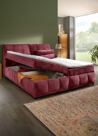 Boxspringbed met opbergruimte in het hoofdbord en de bedbox