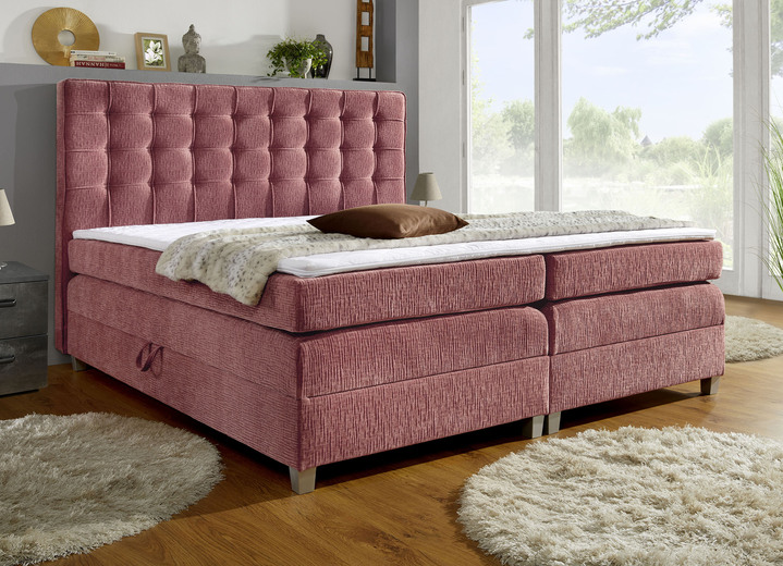 Boxspring - Boxspringbed met 2 praktische bedboxen, in Farbe ROZE Ansicht 1