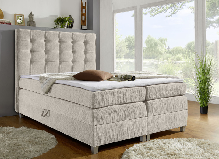 Boxspringbetten - Boxspringbett mit 2 praktischen Bettkästen, in Farbe BEIGE Ansicht 1