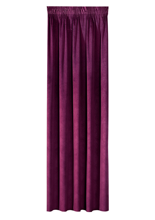 Klassiek - Energiebesparende verduisterende sjaals in fluwelen look, in Größe 364 (H 150 x B 140 cm) bis 436 (H245xB140 cm), in Farbe BORDEAUX, in Ausführung mit Universalschienenband Ansicht 1