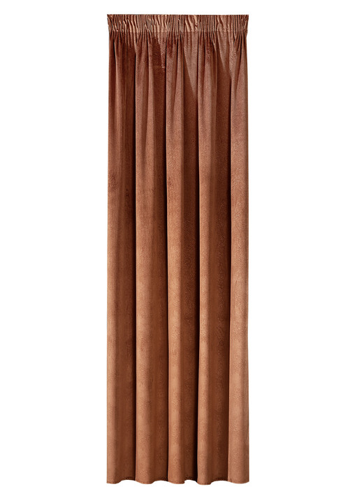 Klassiek - Energiebesparende verduisterende sjaals in fluwelen look, in Größe 364 (H 150 x B 140 cm) bis 436 (H245xB140 cm), in Farbe BRONZE, in Ausführung mit Universalschienenband Ansicht 1