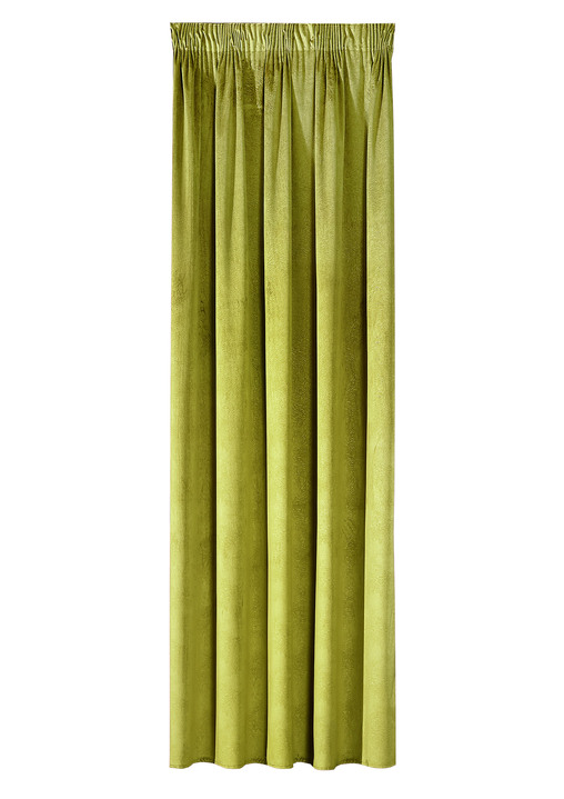 Klassiek - Energiebesparende verduisterende sjaals in fluwelen look, in Größe 364 (H 150 x B 140 cm) bis 436 (H245xB140 cm), in Farbe GRÜN, in Ausführung mit Universalschienenband Ansicht 1