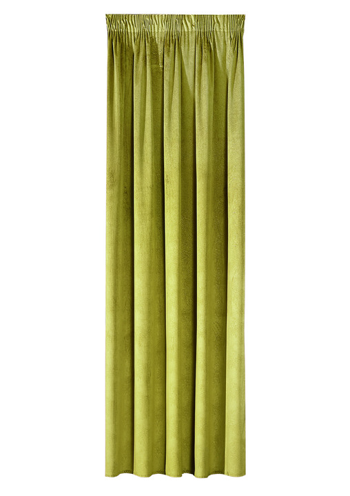 Klassiek - Energiebesparende verduisterende sjaals in fluwelen look, in Größe 364 (H 150 x B 140 cm) bis 436 (H245xB140 cm), in Farbe GRÜN, in Ausführung Met universeel railscharnier Ansicht 1
