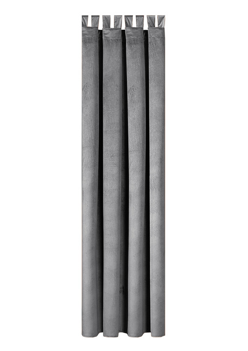 Klassiek - Energiebesparende verduisterende sjaals in fluwelen look, in Größe 364 (H 150 x B 140 cm) bis 436 (H245xB140 cm), in Farbe GRAU, in Ausführung mit Schlaufen Ansicht 1